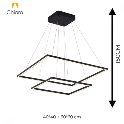 Colgante led dos Marcos 60 + 40cm 70W Dimerizable NEGRO