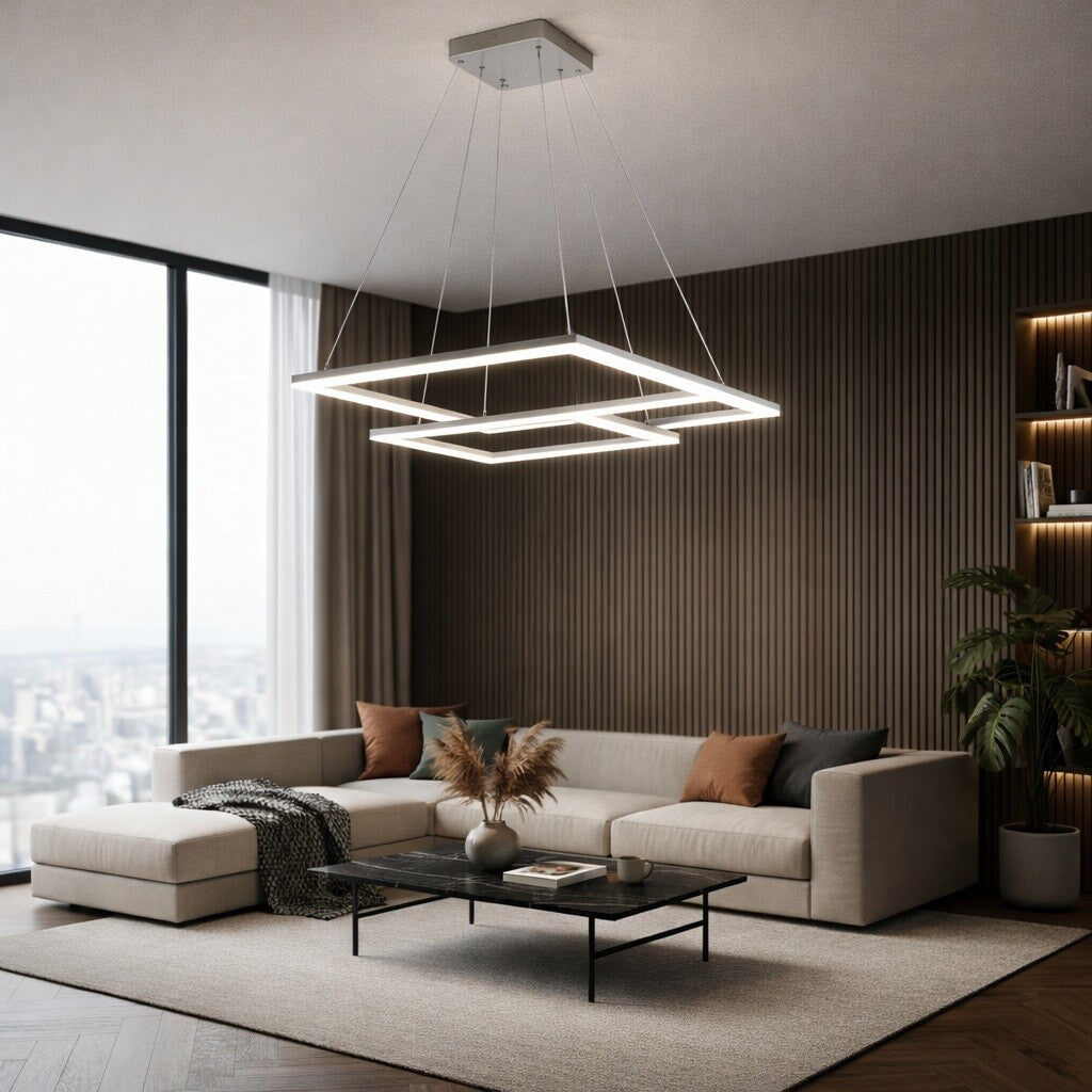Colgante led dos Marcos 60 + 40cm 70W Dimerizable Plata