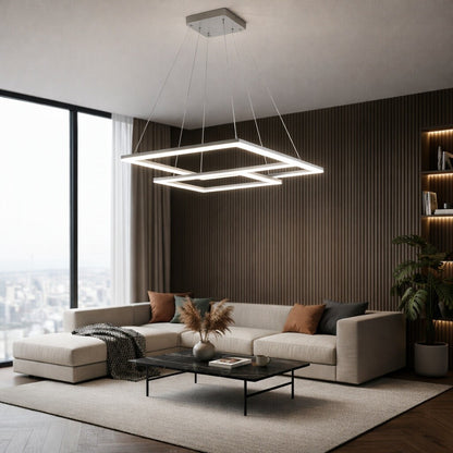 Colgante led dos Marcos 60 + 40cm 70W Dimerizable Plata