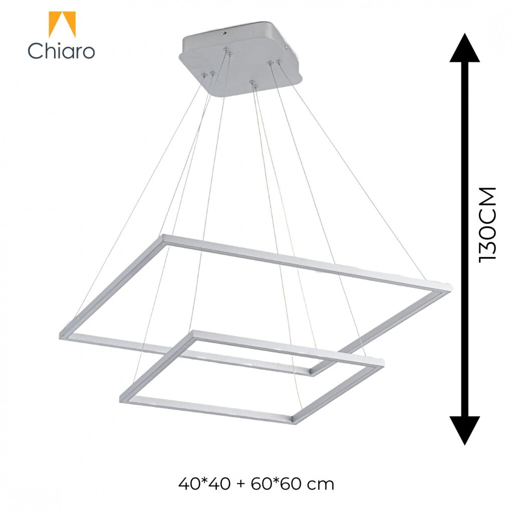 Colgante led dos Marcos 60 + 40cm 70W Dimerizable Plata