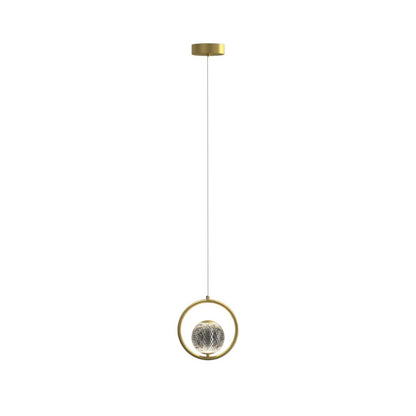 Colgante led esfera dorada y vidrio facetado