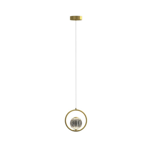 Colgante led esfera dorada y vidrio facetado