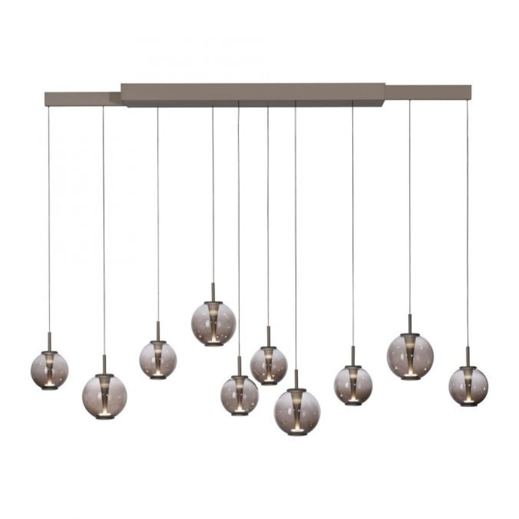 Colgante led extensible motorizado 70w 10 luces cristal ámbar a control remoto, Bronce