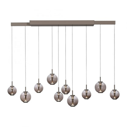 Colgante led extensible motorizado 70w 10 luces cristal ámbar a control remoto, Bronce