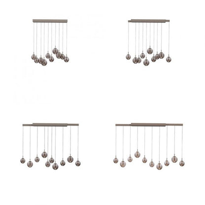 Colgante led extensible motorizado 70w 10 luces cristal ámbar a control remoto, Bronce