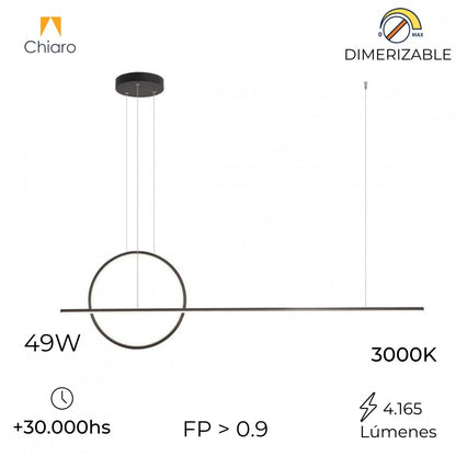 Colgante Led linea y anillo 49W Dimerizable