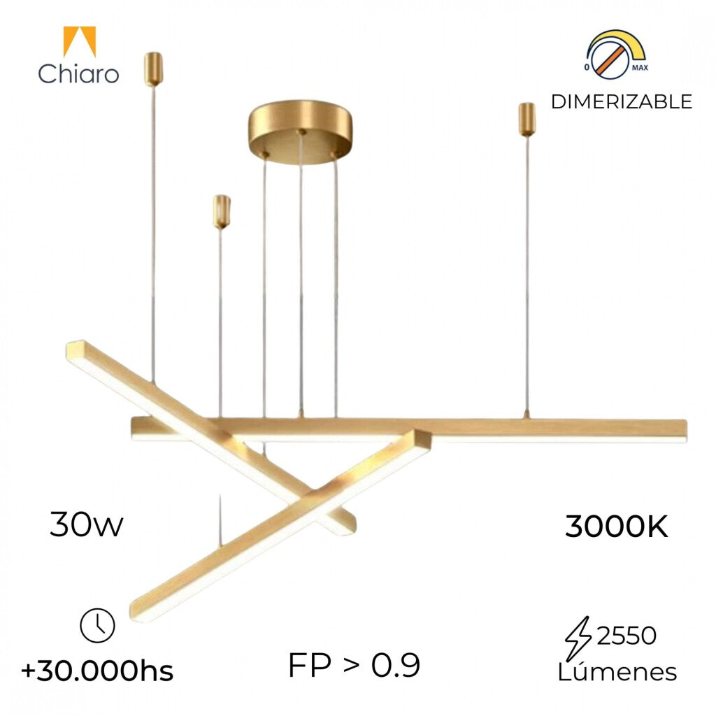 Colgante Led lineal 3 barras 30W Dimerizable