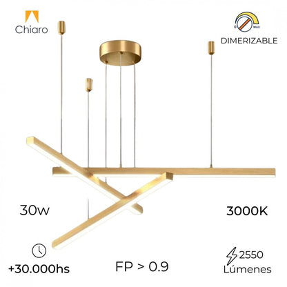 Colgante Led lineal 3 barras 30W Dimerizable