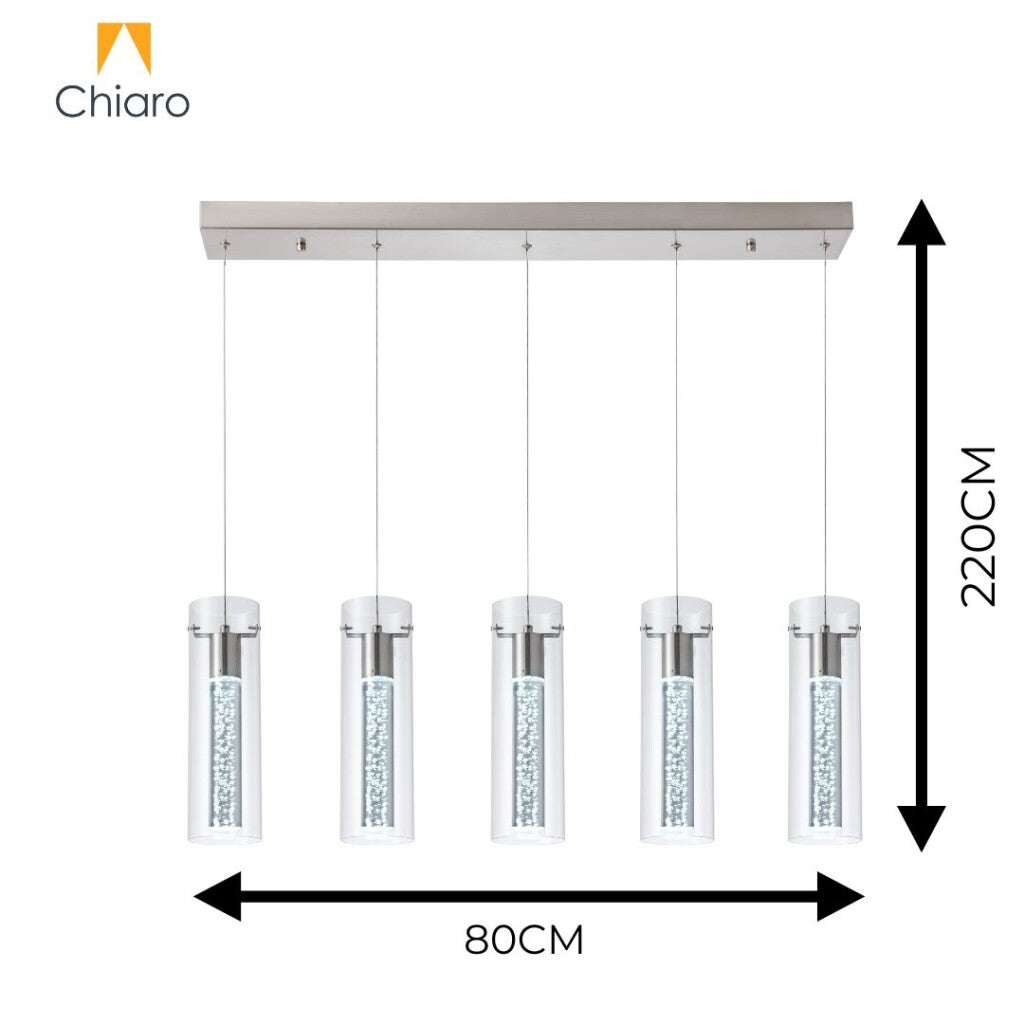 Colgante led lineal cinco cilindros efecto agua 30W