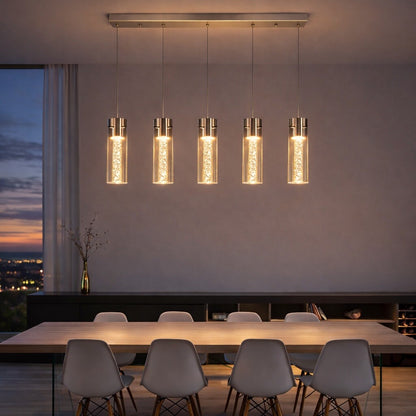 Colgante led lineal cinco cilindros efecto agua 30W
