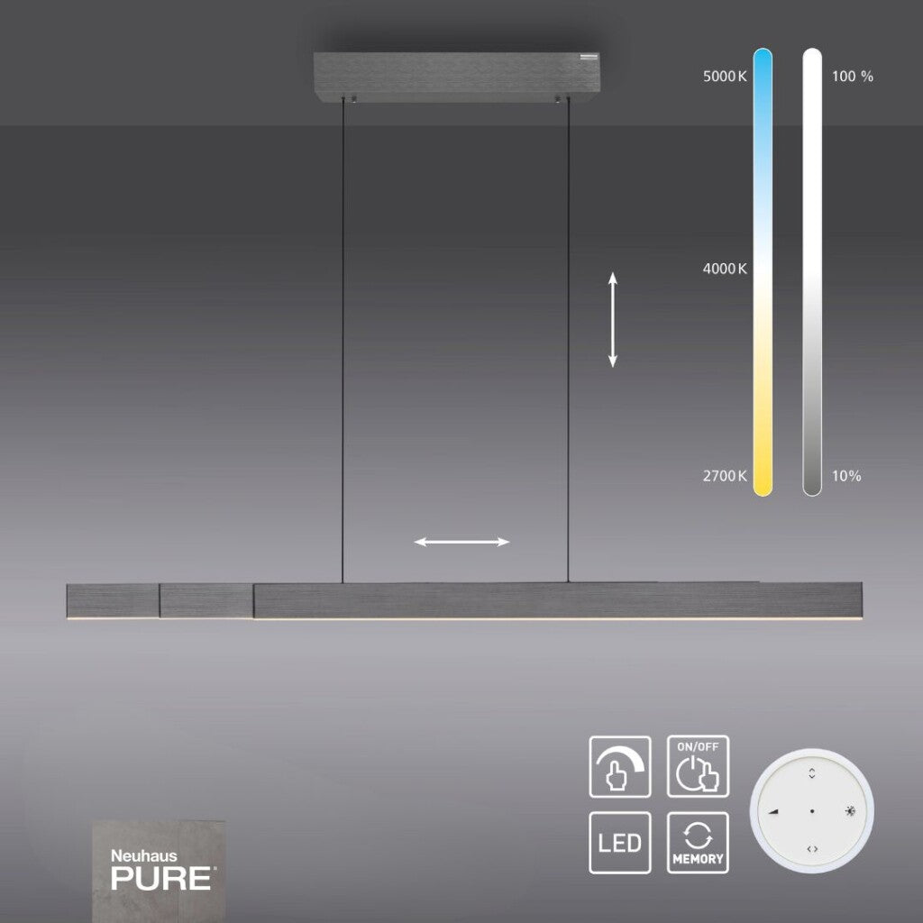 Colgante led lineal motorizado con varias funciones, gris plata