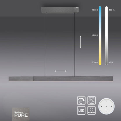 Colgante led lineal motorizado con varias funciones, gris plata