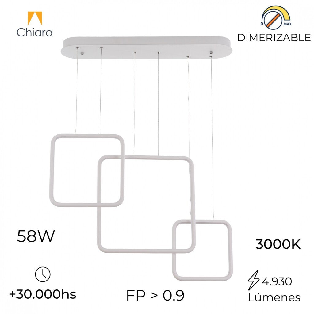 Colgante led lineal tres marcos verticales 58W Dimerizable