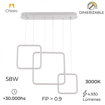 Colgante led lineal tres marcos verticales 58W Dimerizable