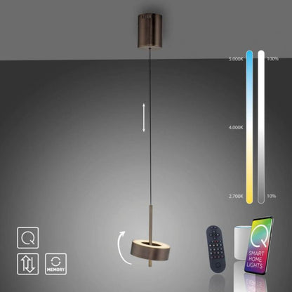 Colgante led orientable 9w 14cm regulable a control remoto, Marrón metalizado oscuro