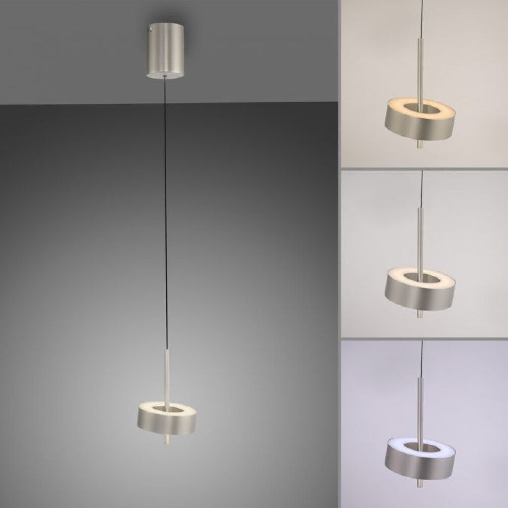 Colgante led orientable 9w 14cm regulable a control remoto, plateado