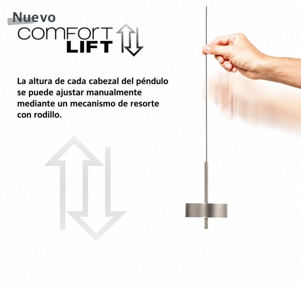 Colgante led orientable 9w 14cm regulable a control remoto, plateado