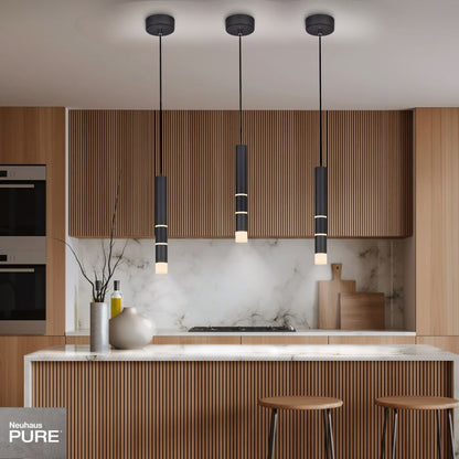 Colgante led rotativo tubular negro 7 posiciones de luz 3000K 10W