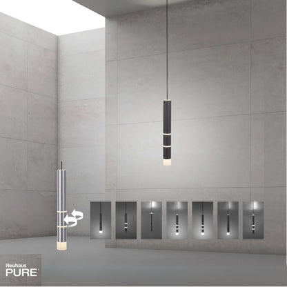 Colgante led rotativo tubular negro 7 posiciones de luz 3000K 10W