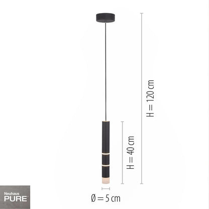Colgante led rotativo tubular negro 7 posiciones de luz 3000K 10W