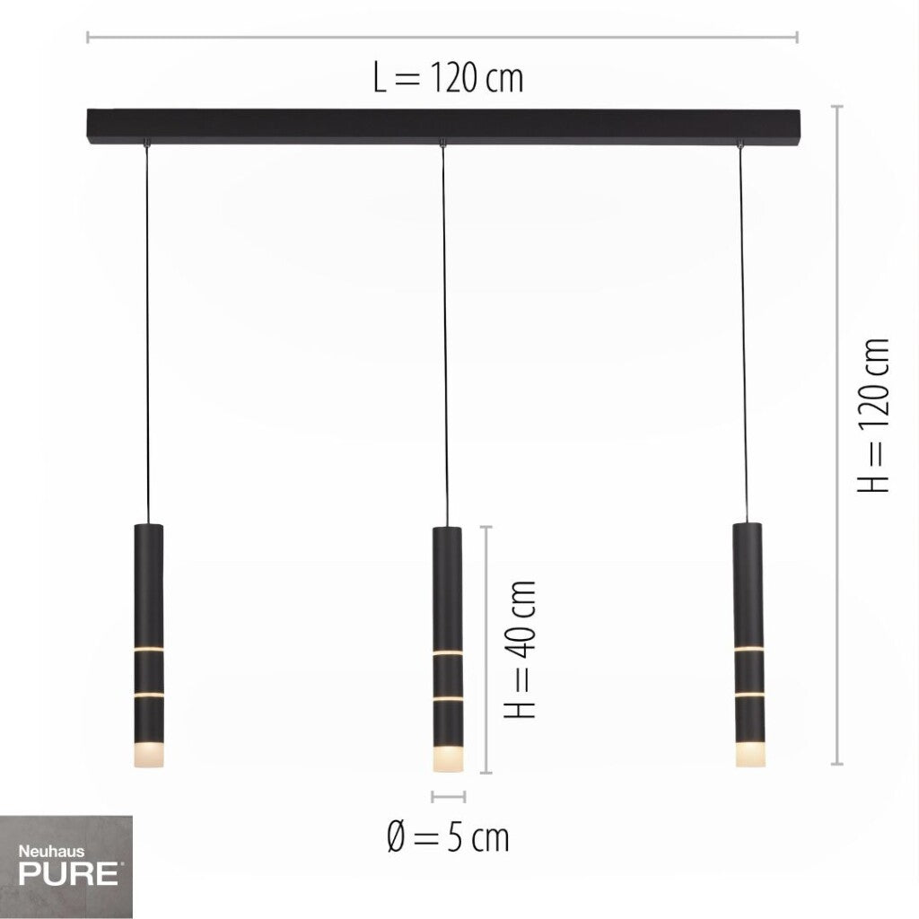 Colgante led rotativo tubular triple 7 posiciones de luz 3000K 30W