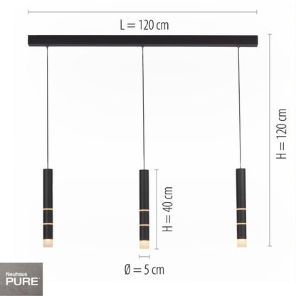 Colgante led rotativo tubular triple 7 posiciones de luz 3000K 30W
