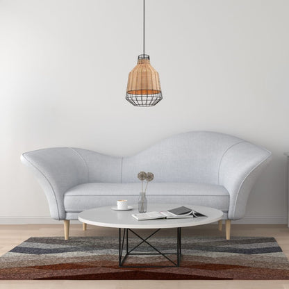 Colgante rattan color natural y reja negra 40cm