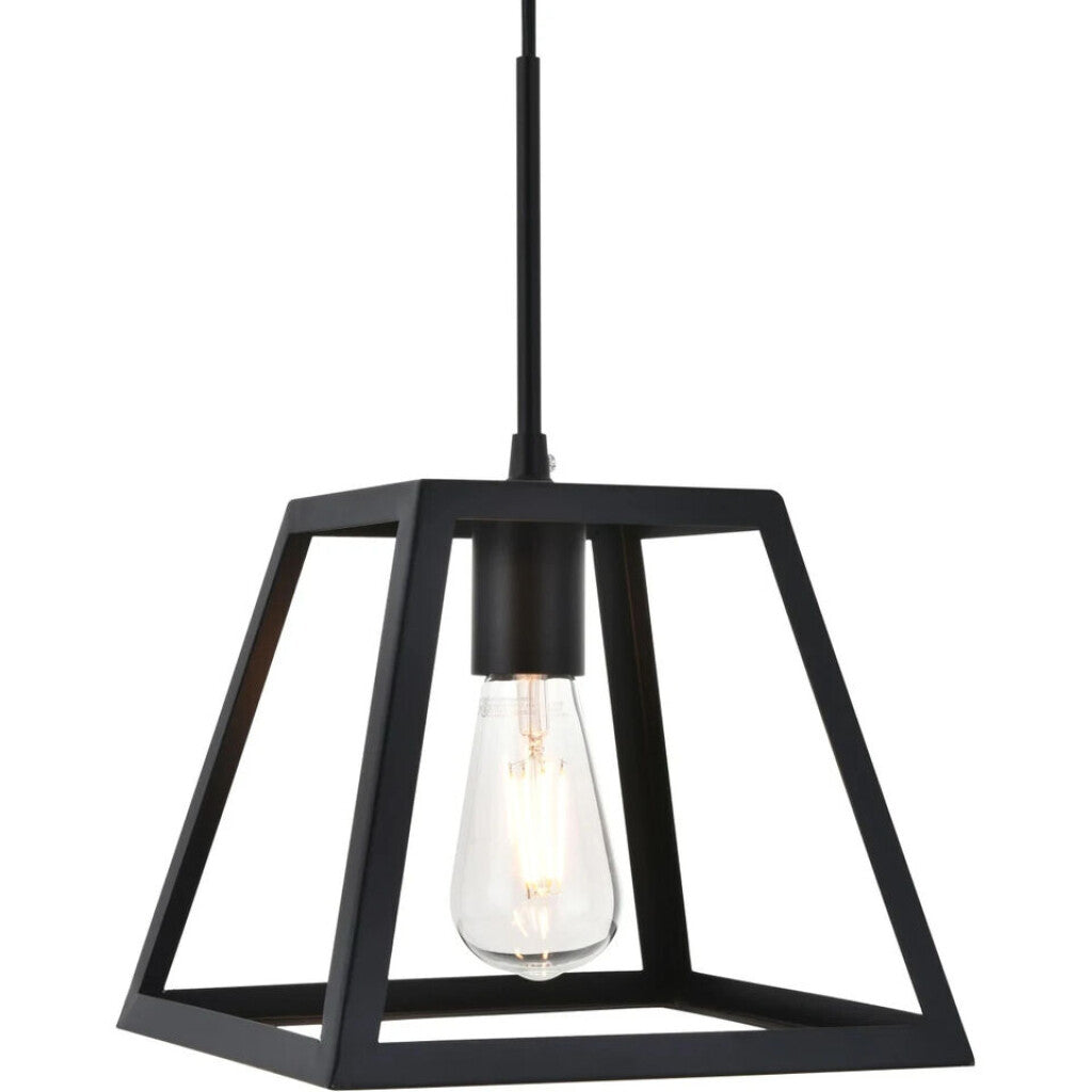Colgante trapecio 1 lámpara negro 21cm E27
