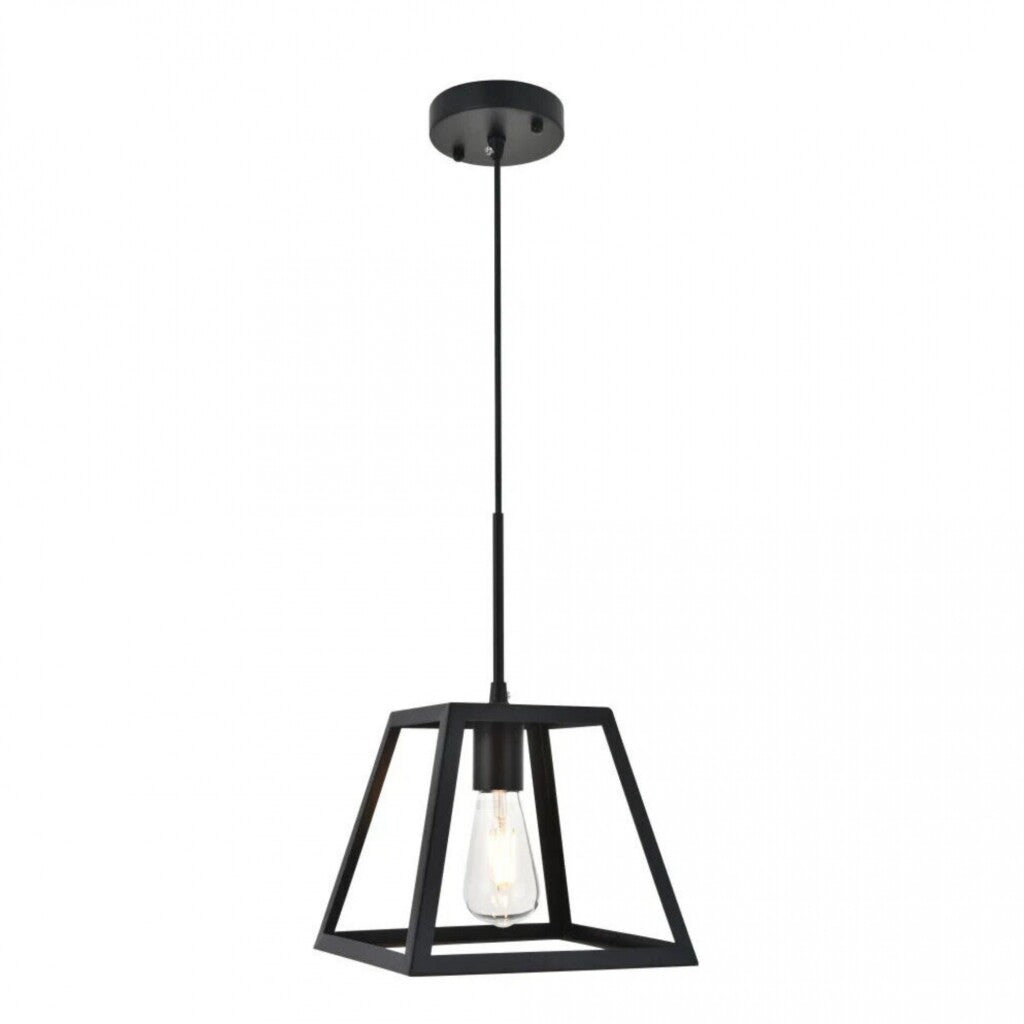 Colgante trapecio 1 lámpara negro 21cm E27