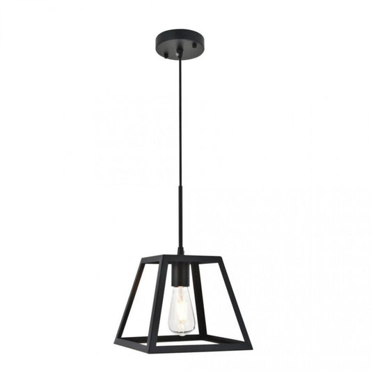 Colgante trapecio 1 lámpara negro 21cm E27