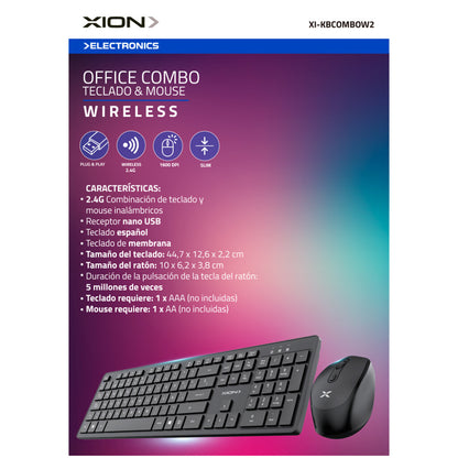 combo mouse y teclado inalámbrico.