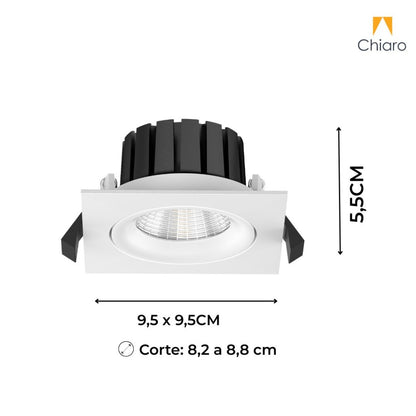 Embutido led 10w cuadrado móvil DIMERIZABLE 2700K