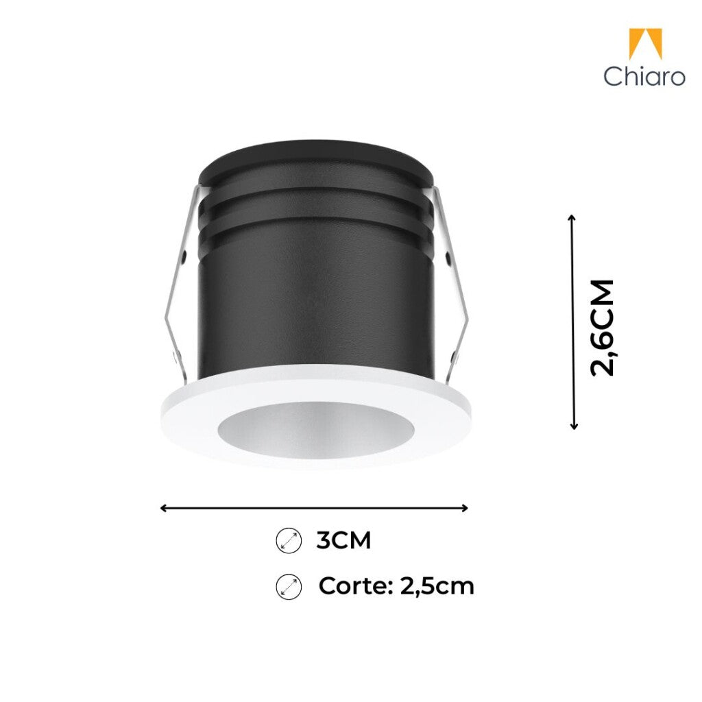Embutido LED 3cm redondo para gabinete 1.8W 2700K BLANCO