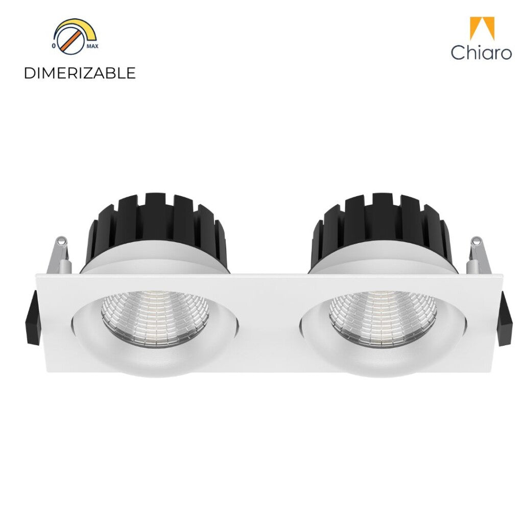 Embutido led CUADRADO DOBLE 20W móvil DIMERIZABLE 2700K BLANCO