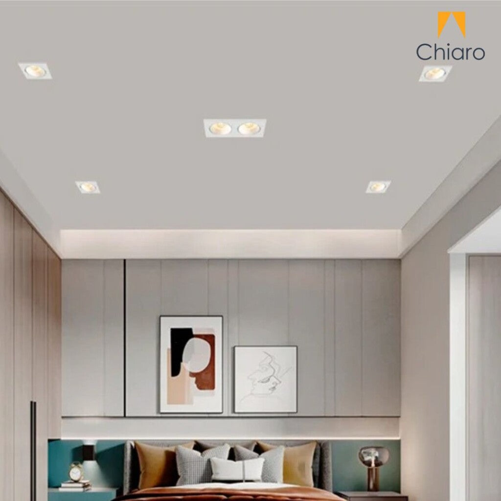 Embutido led CUADRADO DOBLE 20W móvil DIMERIZABLE 2700K BLANCO