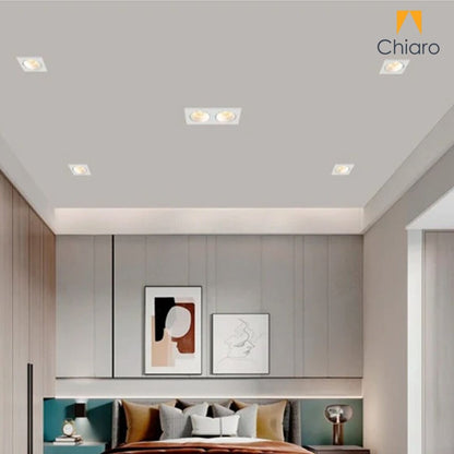 Embutido led CUADRADO DOBLE 20W móvil DIMERIZABLE 2700K BLANCO