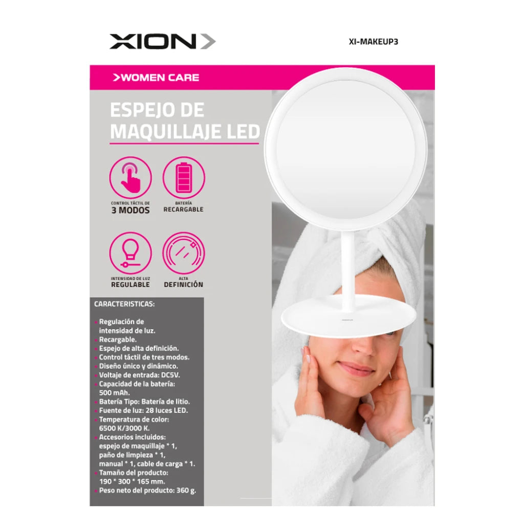 espejo de maquillaje led xion