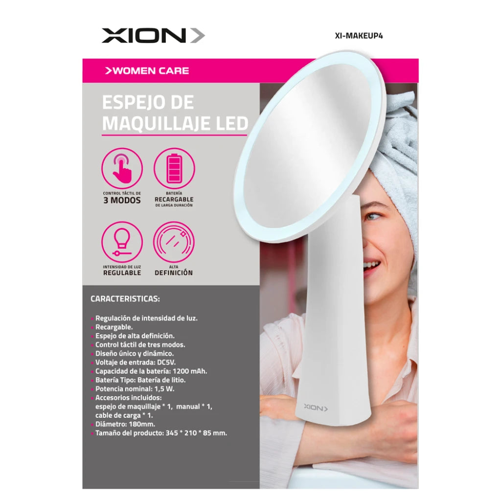 espejo de maquillaje led xion
