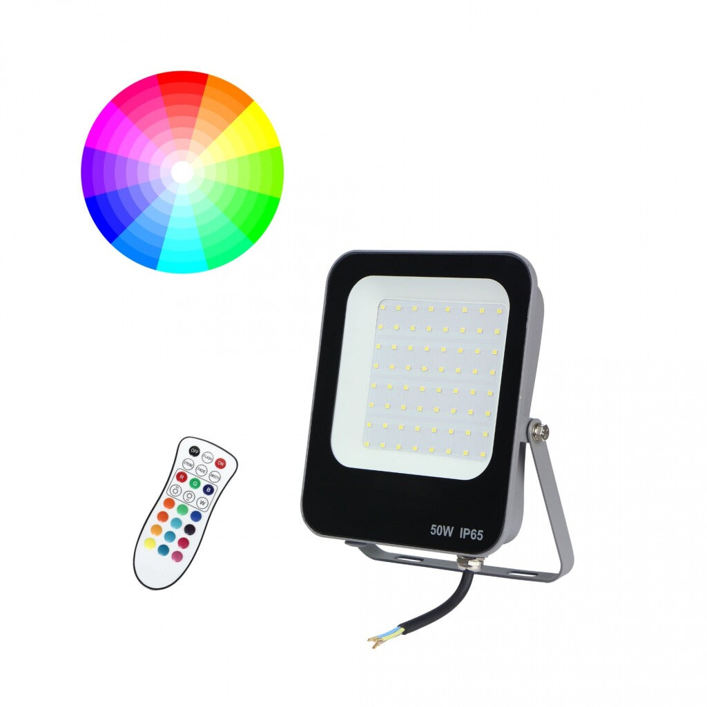 Foco Led Slim 50W RGB Multicolor a control remoto