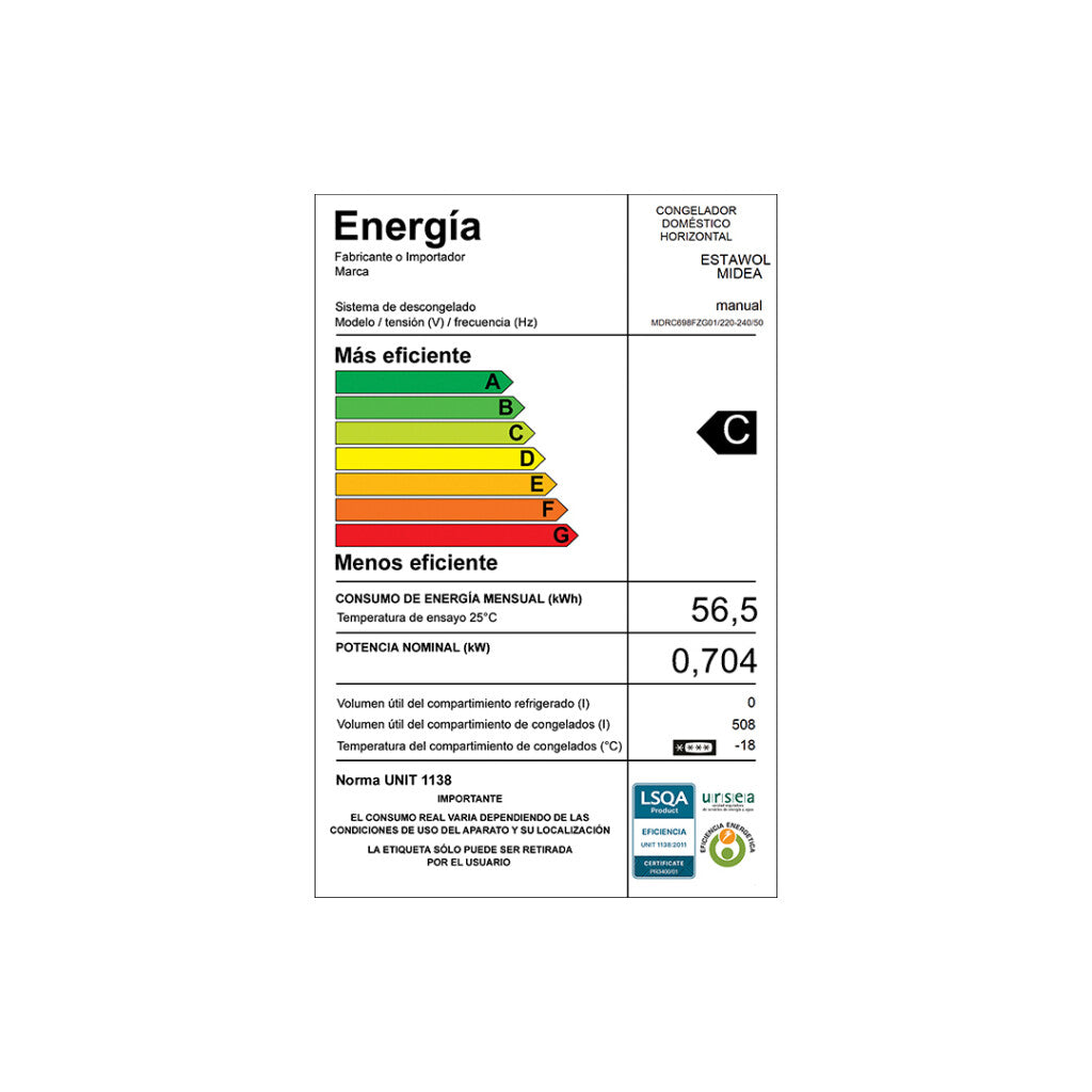 Freezer 508L Midea MDRC698FZG01