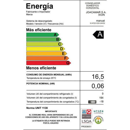 freezer horizontal 200 litros xion