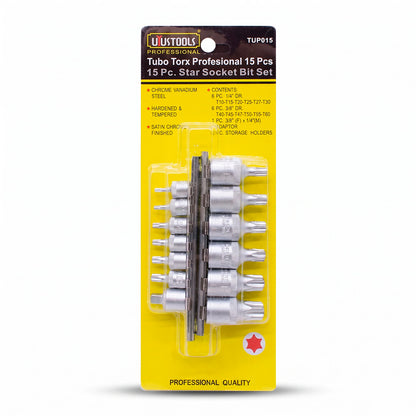 JUEGO DE DADO TORX 1/4”-3/8” 15PZ UYUS TUP015
