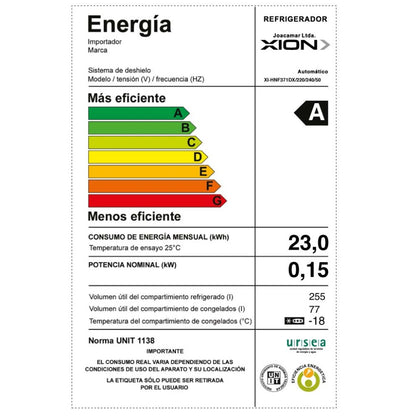 heladera con freezer frio seco 332 L dispensador