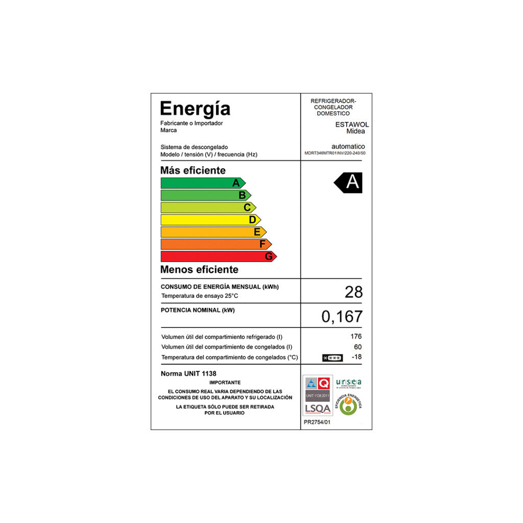 Heladera Inverter 251L Midea MDRT346MTR01INV