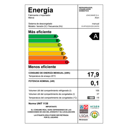 heladera refrigerador c/freezer 211 lts. frio humedo