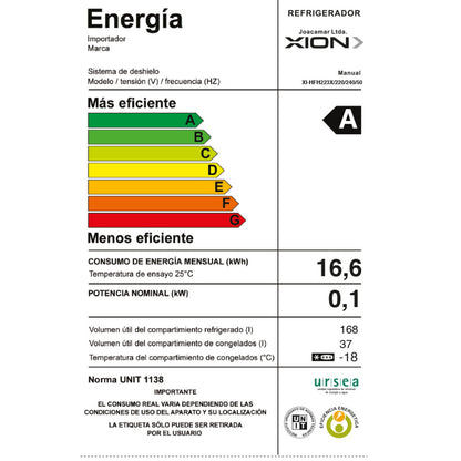 heladera refrigerador con freezer frío humedo 205 litros