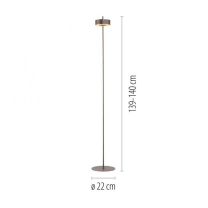 LAMPARA DE PIE ANILLO MARRÓN DIMERIZABLE Y CCT 9W CON CONTROL - 140CM