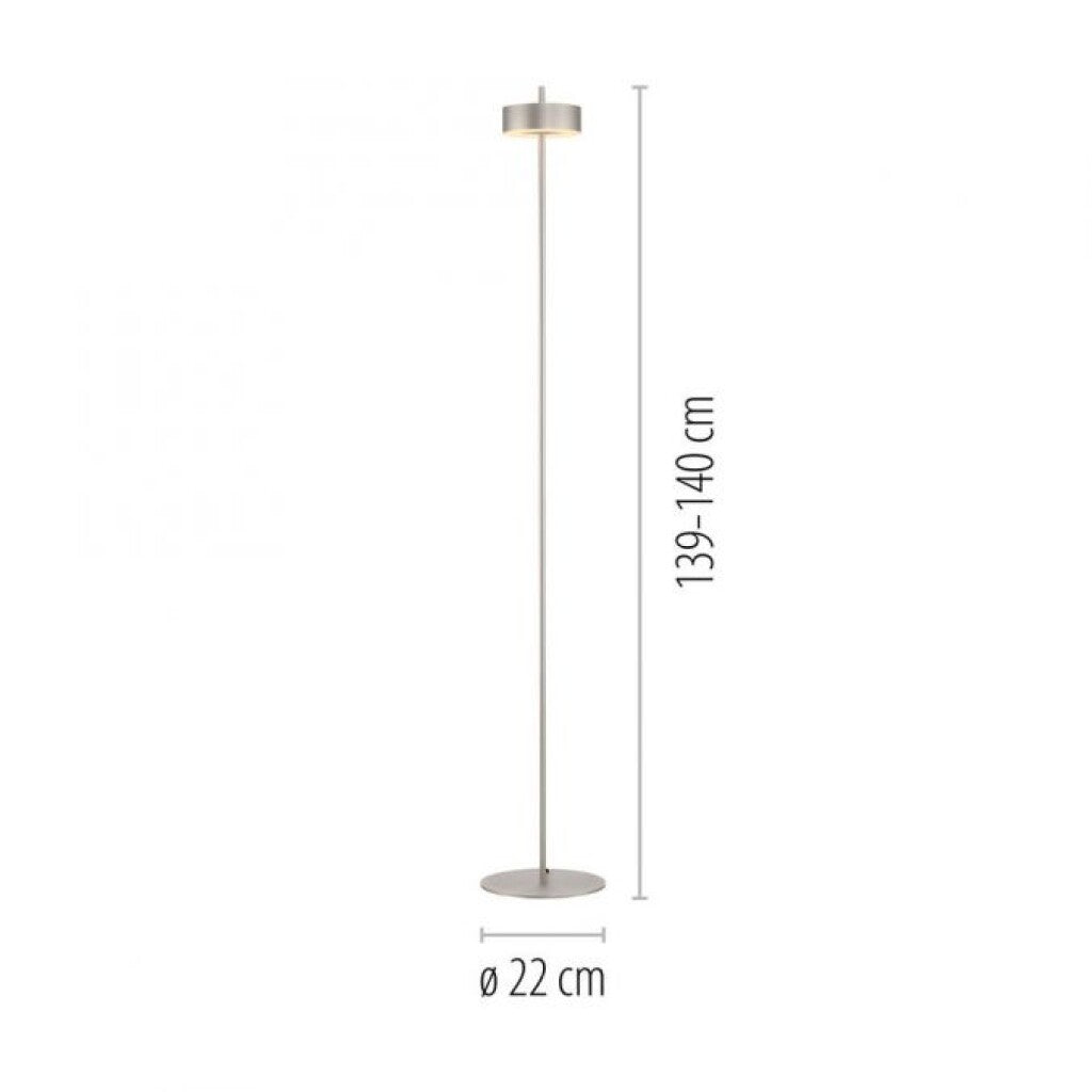 LAMPARA DE PIE ANILLO PLATA DIMERIZABLE Y CCT 9W CON CONTROL - 140CM