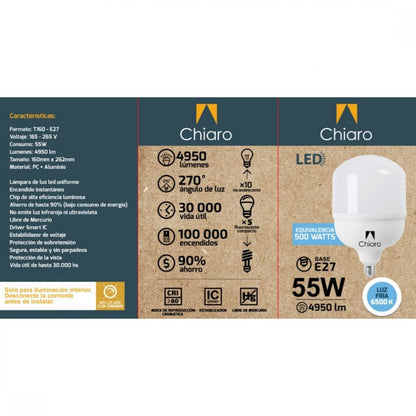 Lampara LED Alta potencia 55W E27