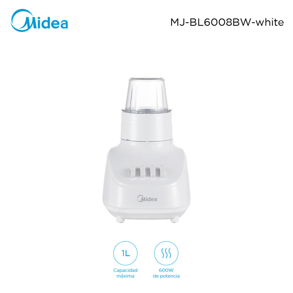 Licuadora Midea Blanca 1L Jarra de vidrio MJ-BL6008BWW